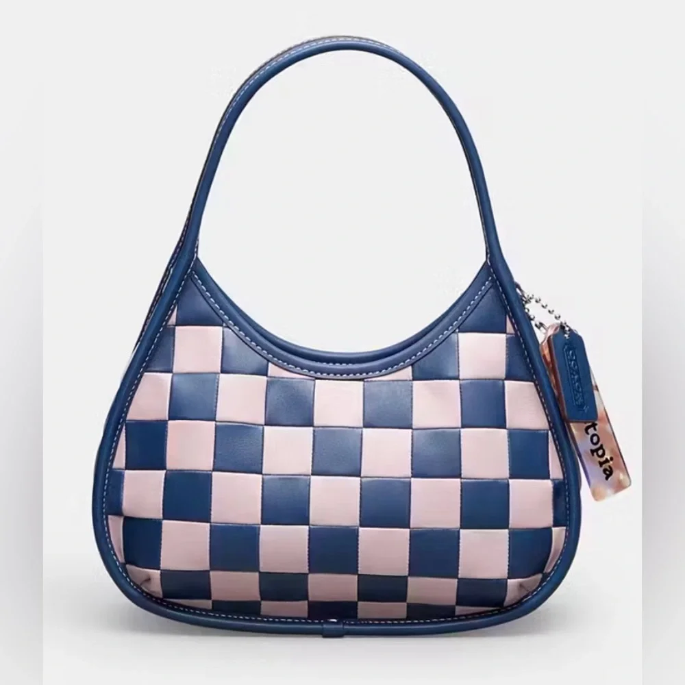 Coachtopia Ergo Handbag In Upcrafted Checkerboard Leather Deep Blue/Ice Purple - Picture 9 of 11
